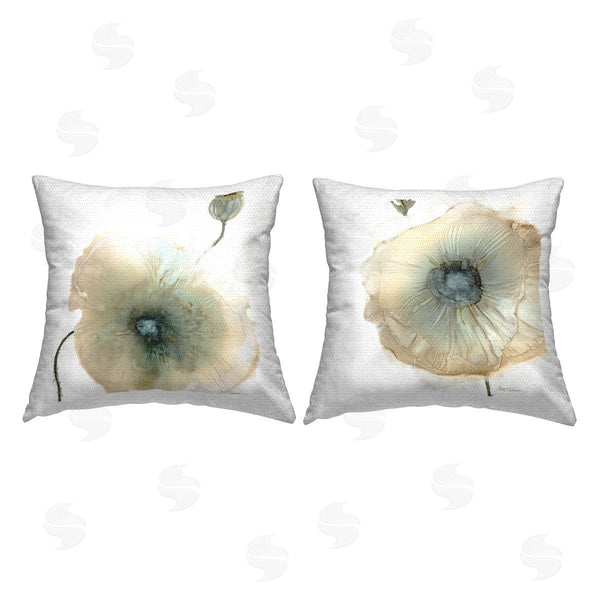 Stupell Industries Carol Robinson | Abstract Neutral Layered Floral Poppy Petals Printed Throw Pillow Set