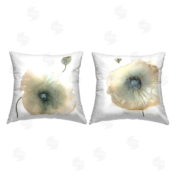stupell industries Carol Robinson | Abstract Neutral Layered Floral Poppy Petals Printed Throw Pillow Set