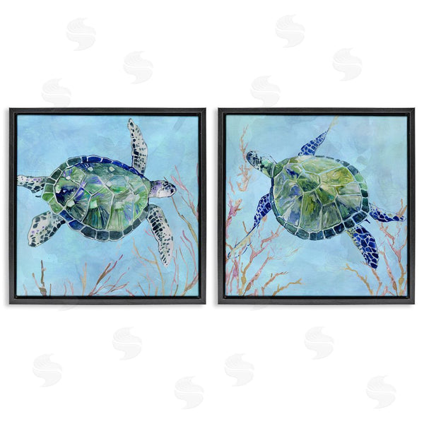 Stupell Industries Carol Robinson | Abstract Sea Turtles Deep Sea Coral Wall Art