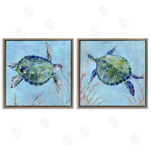 Stupell Industries Carol Robinson | Abstract Sea Turtles Deep Sea Coral Wall Art