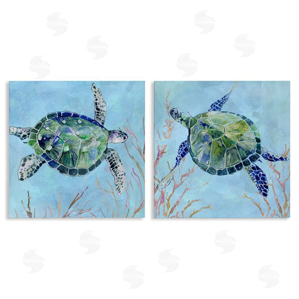 stupell industries Carol Robinson | Abstract Sea Turtles Deep Sea Coral Wall Art
