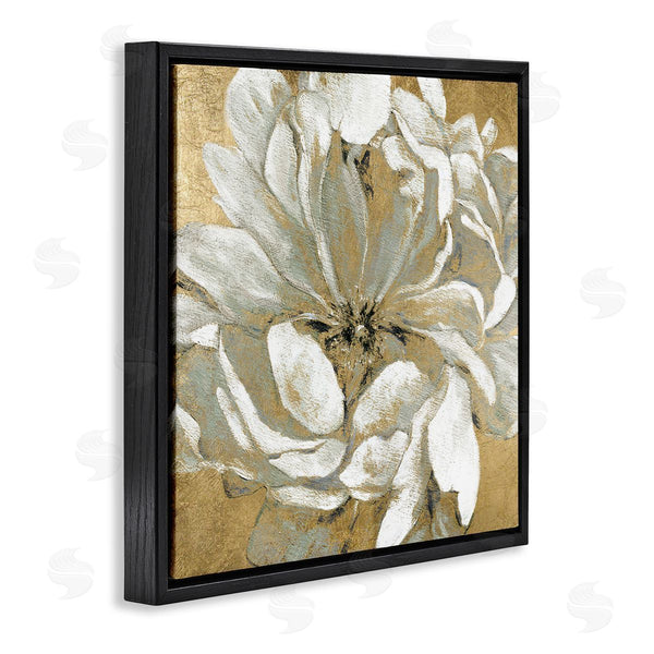 Stupell Industries Carol Robinson | Abstract White Magnolia Blossom Flower Petals Over Gold Wall Art
