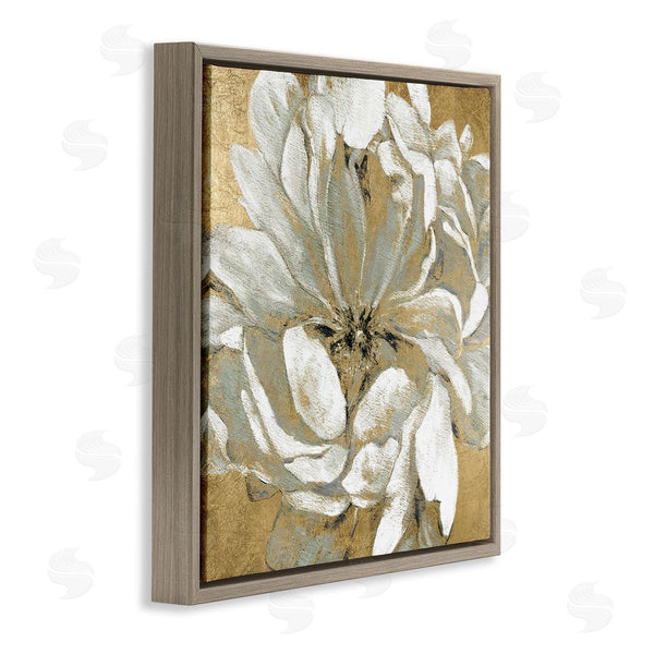Stupell Industries Carol Robinson | Abstract White Magnolia Blossom Flower Petals Over Gold Wall Art