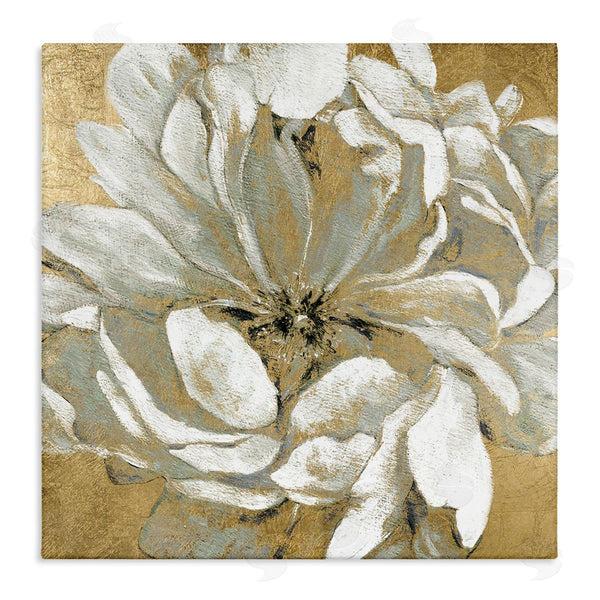 stupell industries Carol Robinson | Abstract White Magnolia Blossom Flower Petals over Gold Wall Art