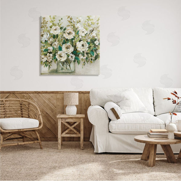 Stupell Industries Carol Robinson | Abstract White Rose Blossom Bouquet Floral Vase Wall Art