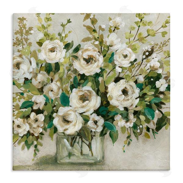 stupell industries Carol Robinson | Abstract White Rose Blossom Bouquet Floral Vase Wall Art