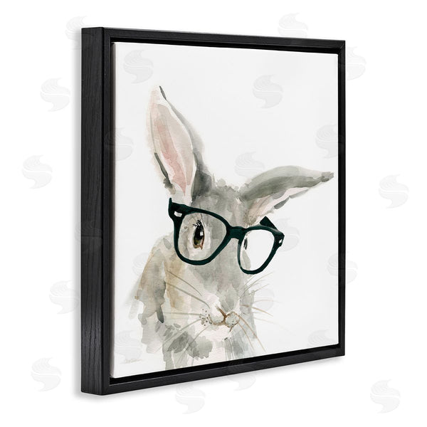 Stupell Industries Carol Robinson | Adorable Rabbit Black Frame Glasses Hipster Bunny Wall Art