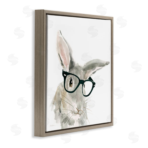 Stupell Industries Carol Robinson | Adorable Rabbit Black Frame Glasses Hipster Bunny Wall Art