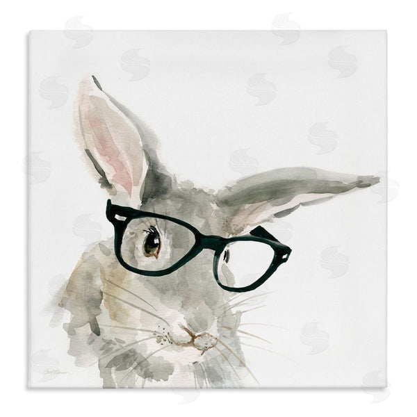 stupell industries Carol Robinson | Adorable Rabbit Black Frame Glasses Hipster Bunny Wall Art