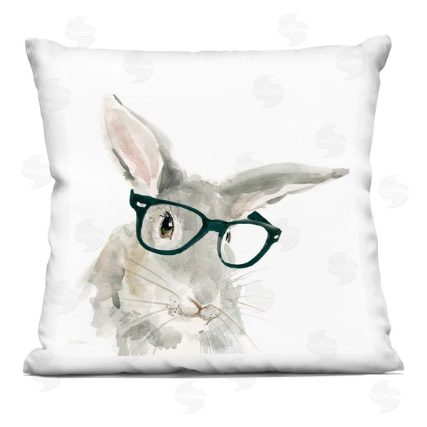 stupell industries Carol Robinson | Adorable Rabbit with Glasses Printed Throw Pillow