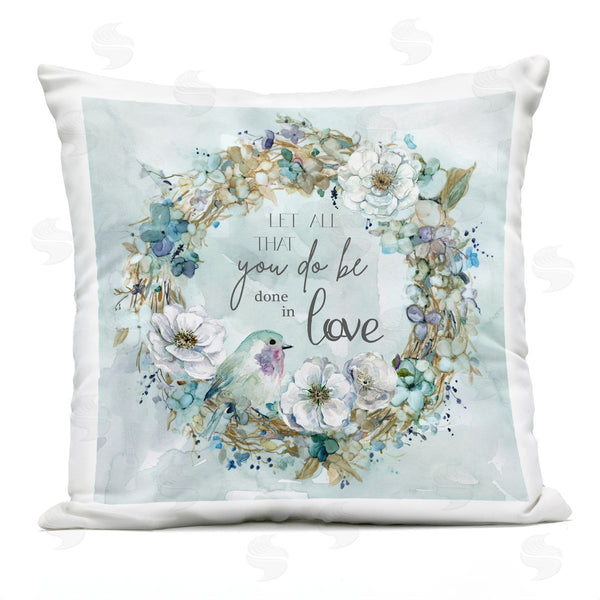 Stupell Industries Carol Robinson | All You Do Done In Love Wreath Printed Throw Pillow