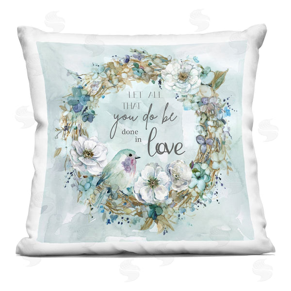 stupell industries Carol Robinson | All You Do Done In Love Wreath Printed Throw Pillow
