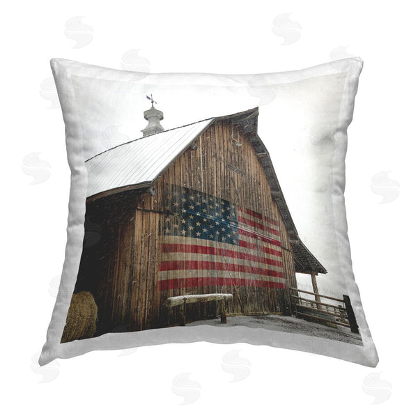 Stupell Industries Carol Robinson | America Proud Barn Printed Throw Pillow