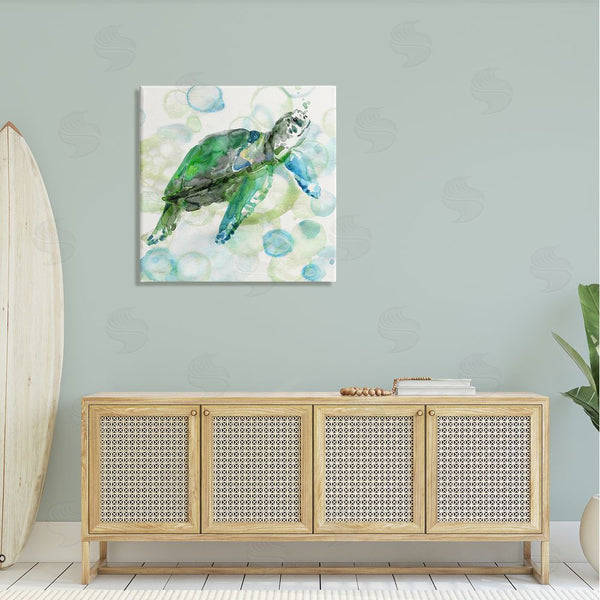 Stupell Industries Carol Robinson | Aquatic Sea Turtle Water Bubbles Watercolor Detail Wall Art