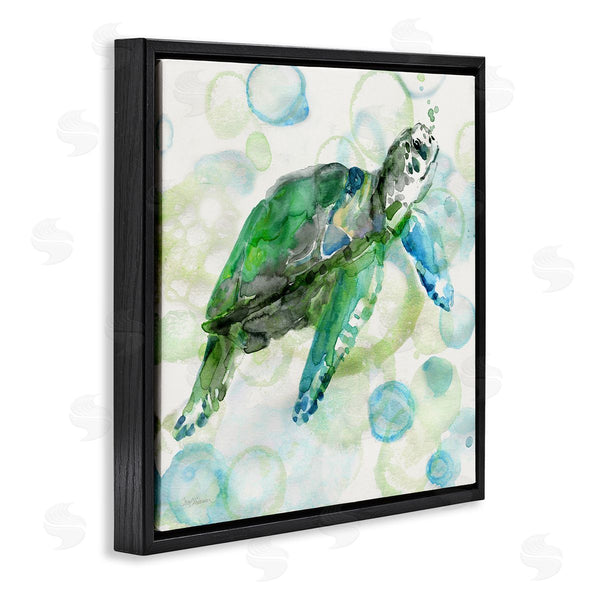 Stupell Industries Carol Robinson | Aquatic Sea Turtle Water Bubbles Watercolor Detail Wall Art