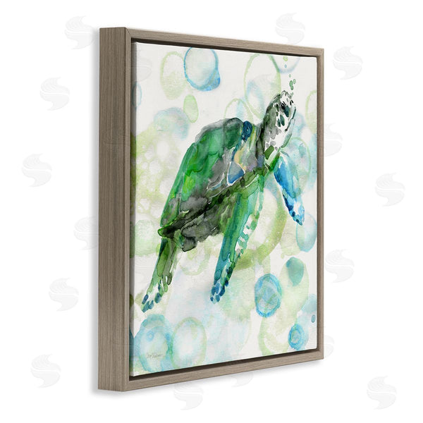Stupell Industries Carol Robinson | Aquatic Sea Turtle Water Bubbles Watercolor Detail Wall Art