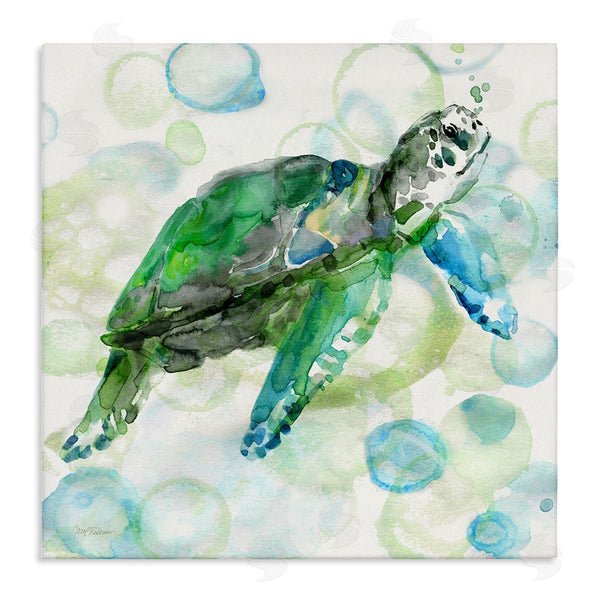 stupell industries Carol Robinson | Aquatic Sea Turtle Water Bubbles Watercolor Detail Wall Art
