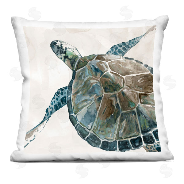 stupell industries Carol Robinson | Aquatic Tortoise Swimming Printed Throw Pillow