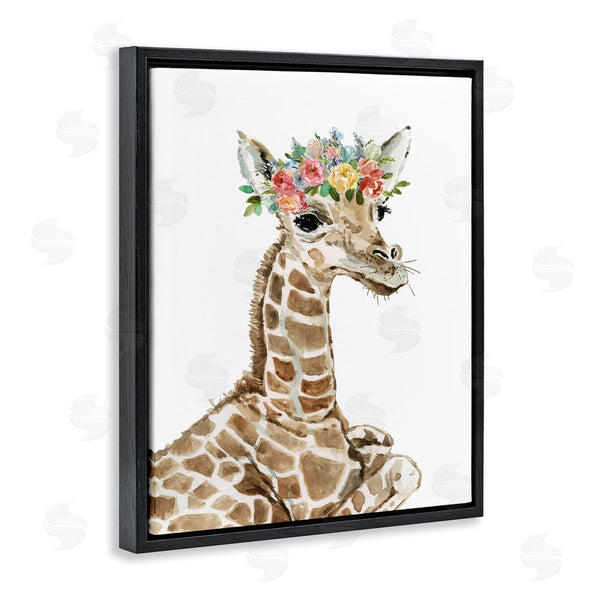 Stupell Industries Carol Robinson | Baby Giraffe Boho Fashion Spring Floral Crown Wall Art