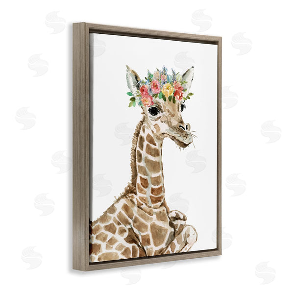 Stupell Industries Carol Robinson | Baby Giraffe Boho Fashion Spring Floral Crown Wall Art