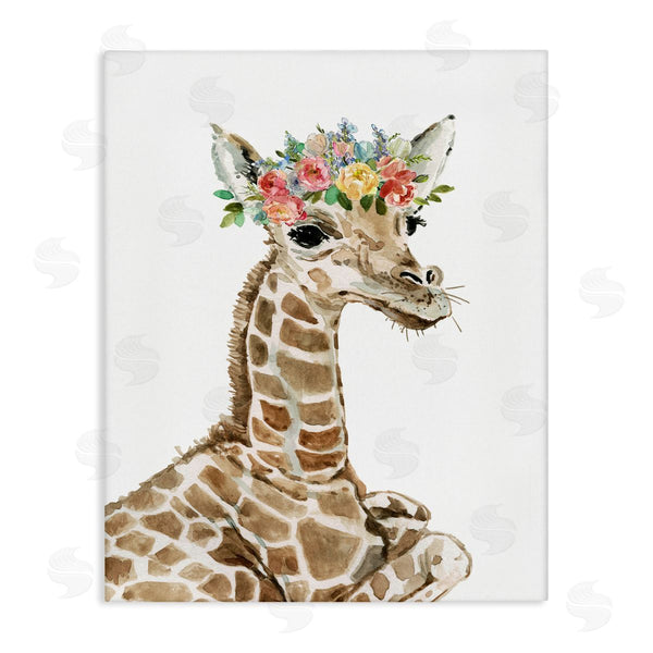 stupell industries Carol Robinson | Baby Giraffe Boho Fashion Spring Floral Crown Wall Art