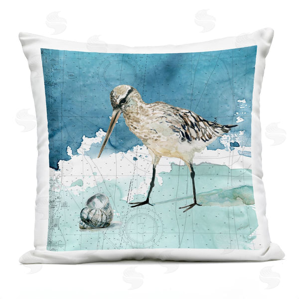 Stupell Industries Carol Robinson | Beach Bird On Coastal Map Printed Throw Pillow