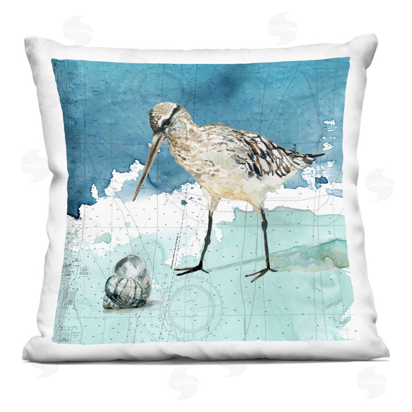 stupell industries Carol Robinson | Beach Bird on Coastal Map Printed Throw Pillow