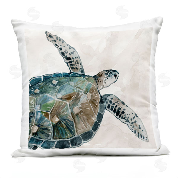 Stupell Industries Carol Robinson | Beige Aquatic Sea Turtle Printed Throw Pillow