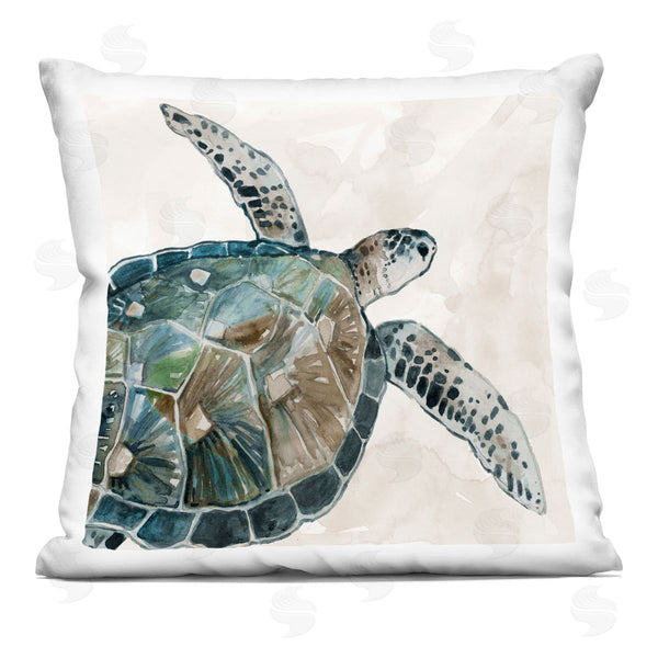 stupell industries Carol Robinson | Beige Aquatic Sea Turtle Printed Throw Pillow