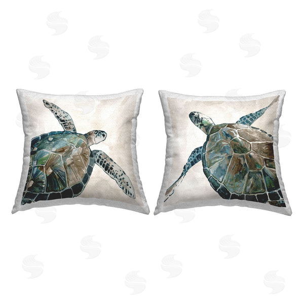 Stupell Industries Carol Robinson | Beige Sea Life Tortoises Printed Throw Pillow Set