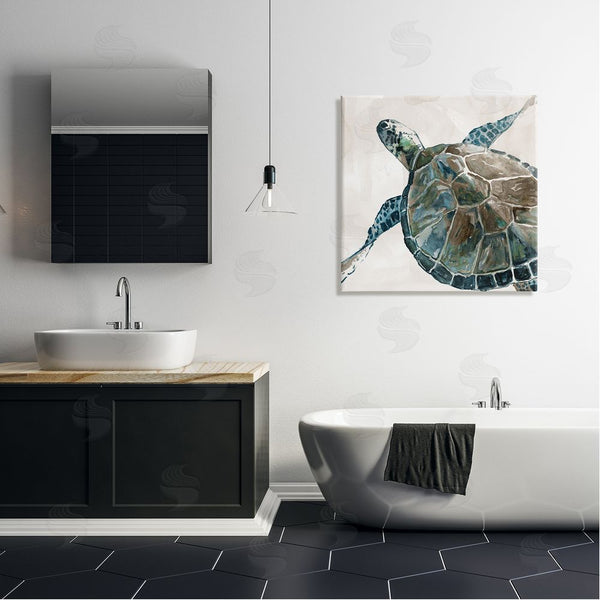 Stupell Industries Carol Robinson | Beige Sea Turtle Swimming Wall Art