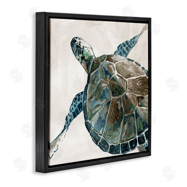 Stupell Industries Carol Robinson | Beige Sea Turtle Swimming Wall Art