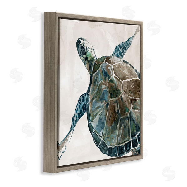 Stupell Industries Carol Robinson | Beige Sea Turtle Swimming Wall Art