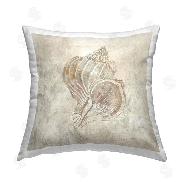 stupell industries Carol Robinson | Beige Seashell Illusion Printed Throw Pillow