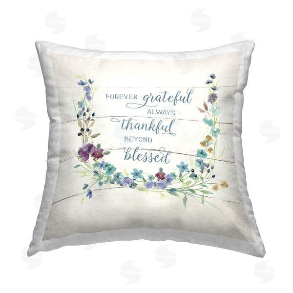 stupell industries Carol Robinson | Beyond Blessed with Garland Printed Throw Pillow