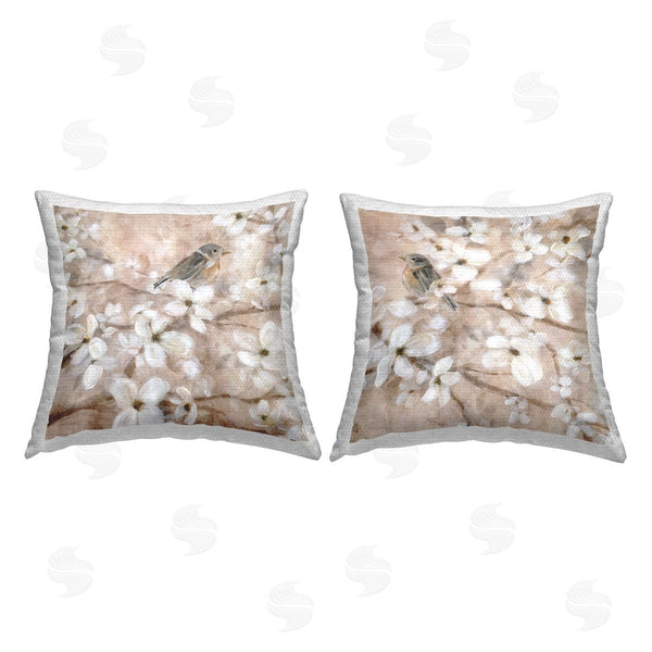 Stupell Industries Carol Robinson | Birds Among Cherry Blossoms Printed Throw Pillow Set