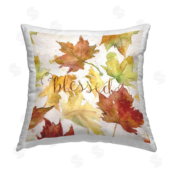 Stupell Industries Carol Robinson | Blessed Autumn Leaves Printed Throw Pillow