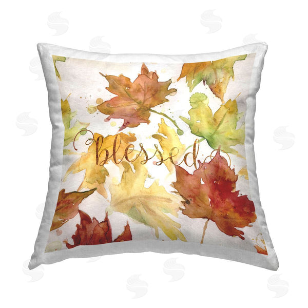 stupell industries Carol Robinson | Blessed Autumn Leaves Printed Throw Pillow