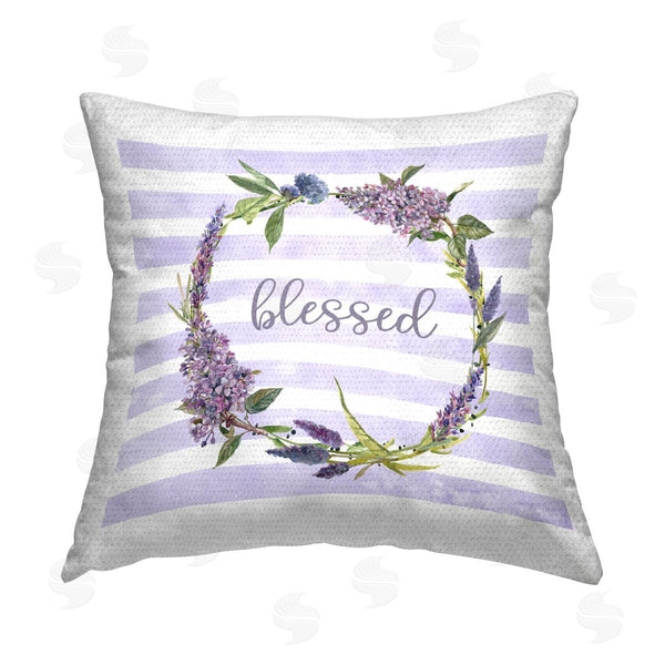 Stupell Industries Carol Robinson | Blessed Lilac Wreath Printed Throw Pillow