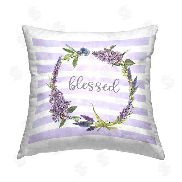 stupell industries Carol Robinson | Blessed Lilac Wreath Printed Throw Pillow