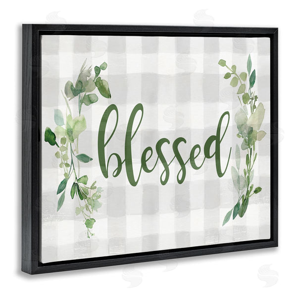 Stupell Industries Carol Robinson | Blessed Religious Phrase Geometric Herbal Tablecloth Pattern Wall Art