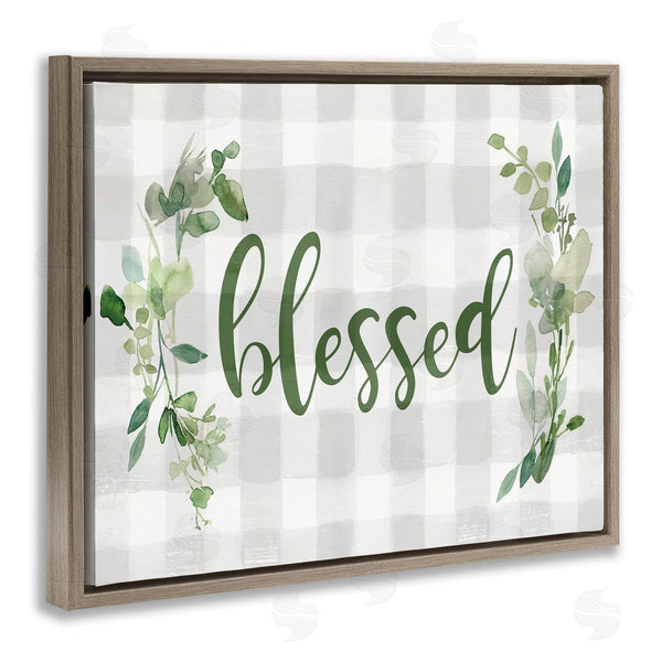 Stupell Industries Carol Robinson | Blessed Religious Phrase Geometric Herbal Tablecloth Pattern Wall Art