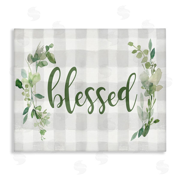 stupell industries Carol Robinson | Blessed Religious Phrase Geometric Herbal Tablecloth Pattern Wall Art
