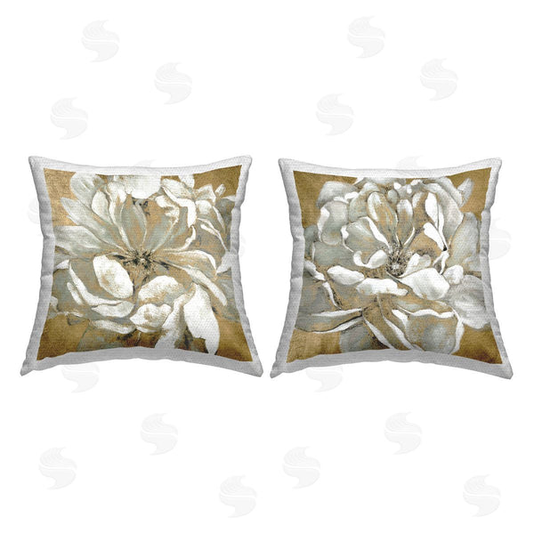 Stupell Industries Carol Robinson | Blooming White Florals Modern Glam Flower Printed Throw Pillow Set