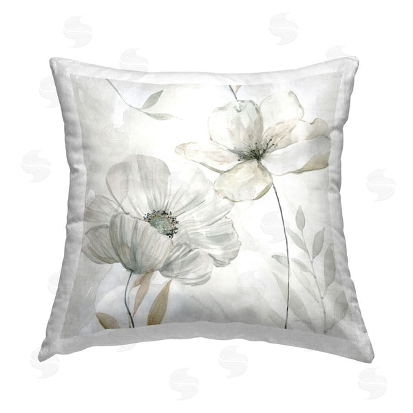 stupell industries Carol Robinson | Blooming White Flowers Printed Throw Pillow