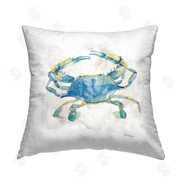 Stupell Industries Carol Robinson | Blue Crab Marine Life Printed Throw Pillow