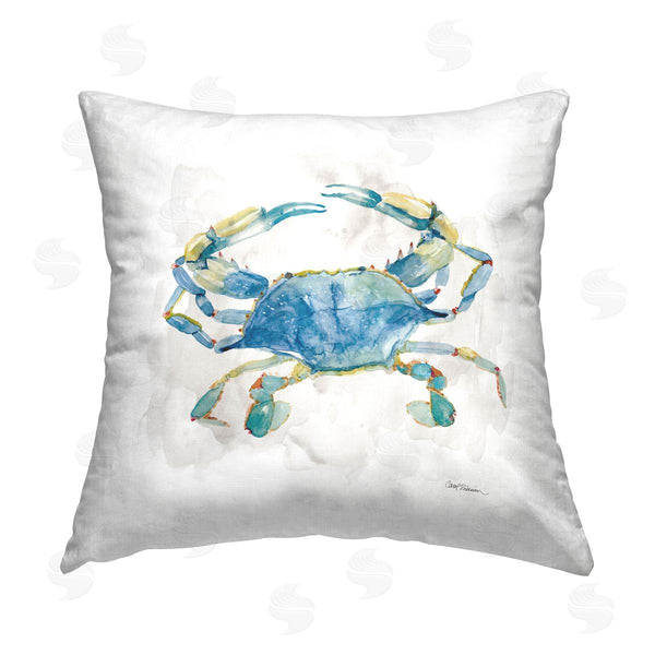 stupell industries Carol Robinson | Blue Crab Marine Life Printed Throw Pillow