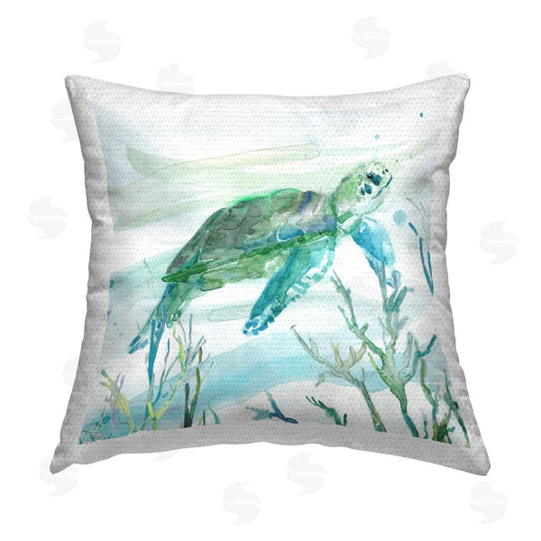 Stupell Industries Carol Robinson | Blue & Green Sea Turtle Printed Throw Pillow