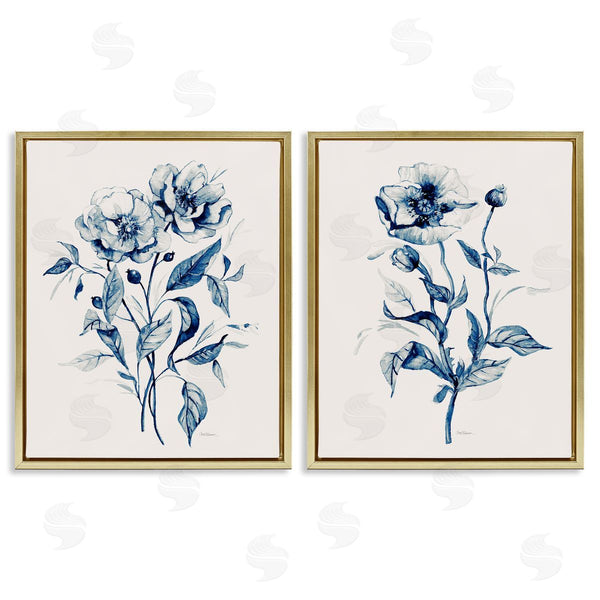 Stupell Industries Carol Robinson | Blue Sketched Flowers