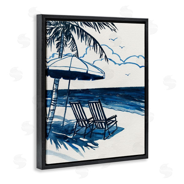 Stupell Industries Carol Robinson | Blue Toned Tropical Beach Scene